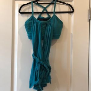 Beautiful teal Nancy Rose Performance wrap top
